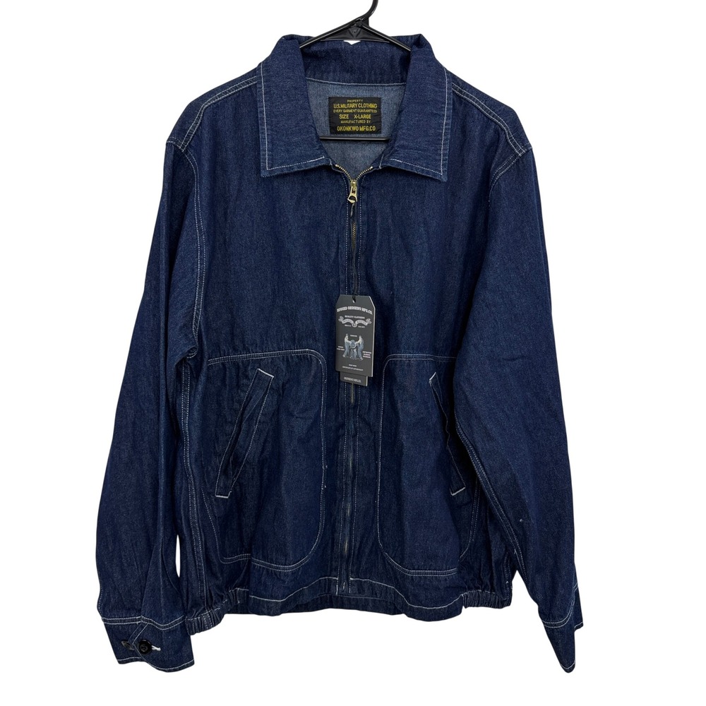 Okonkwo Jacket Mens XL Blue U.S. Military Clothing Denim Zip Workwear Coat NWT
